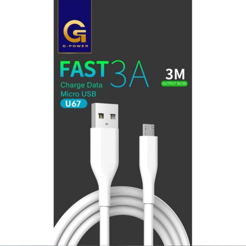 G-POWER U67 KABEL DATA MICRO USB 3M FAST CHARGING 3A QUICK CHARGE