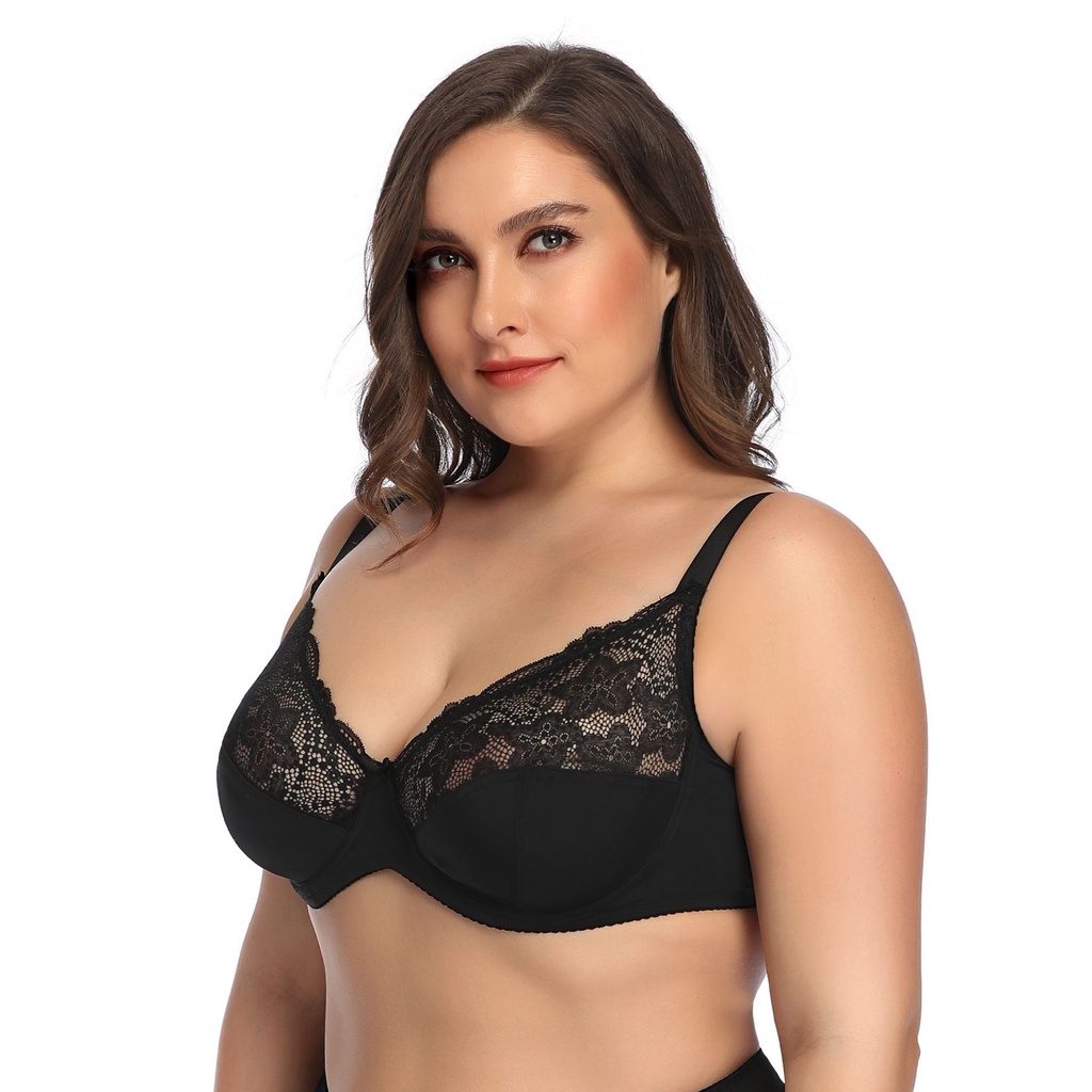 Push Up Bra BH Super Jumbo Brokat Kawat Kait 3 Busa Tipis  Big Size 40 - 50 Cup DD / E Jumbo #UW8018
