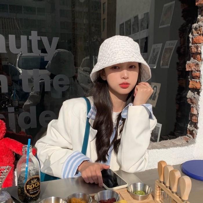 Bucket Hat Unisex Topi Bucket Pria Wanita / Ready Summer Hat Grid Graffiti Korea