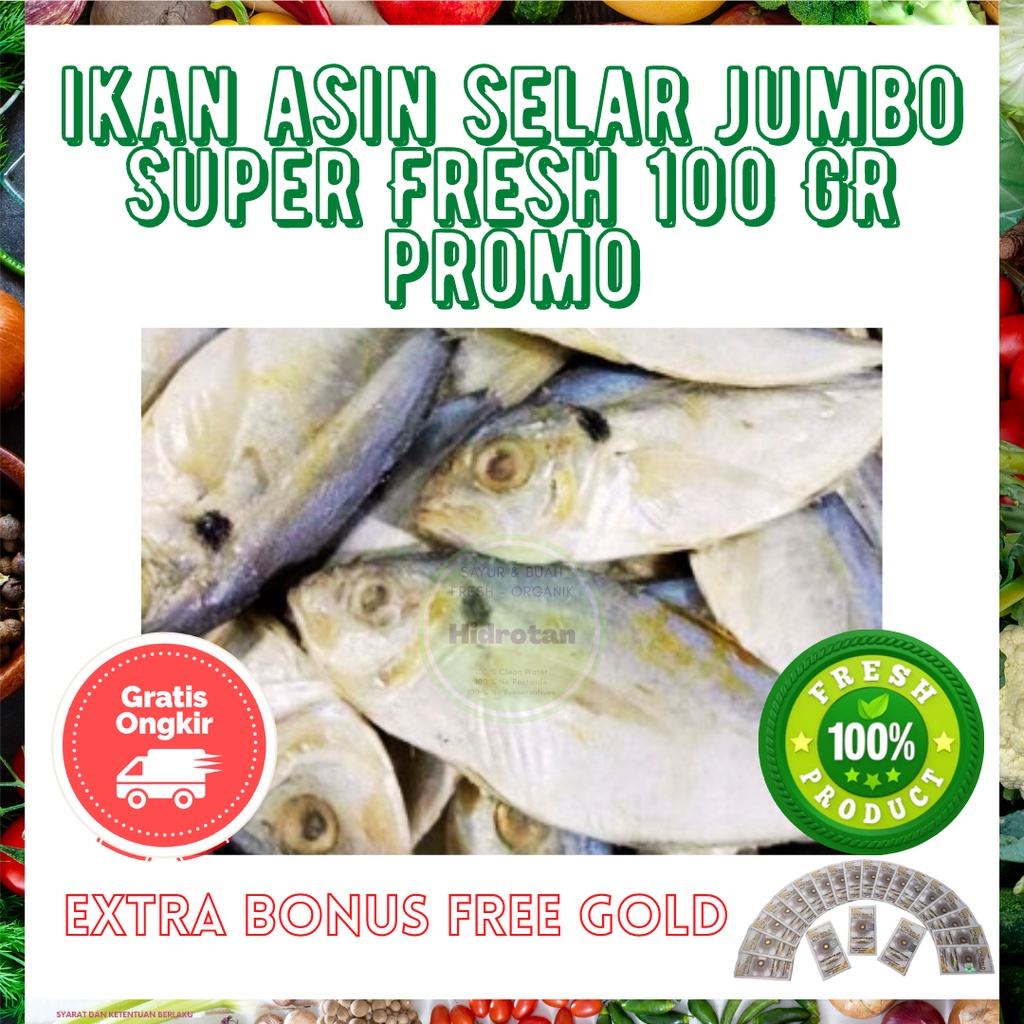 

Ikan Asin Selar Jumbo 100 gr - Bahan Pokok Murah | Paket Makanan Ikan Segar | Seafood Kering Combo Fresh ( Promo Free Emas )