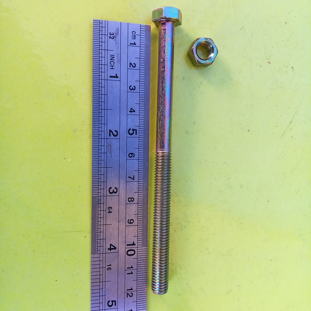 BAUT MUR KUNING M8 X 120 / BMK M8 X 120 / BAUT M8X120 KUNING / BAUT M8 / BAUT 12 KUNCI 12 / PANJANG 