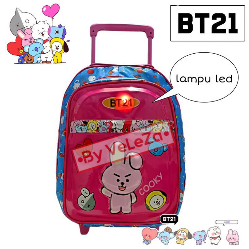 Tas troli tas dorong tas ransel anak perempuan karakter BETE21 led - tas troli