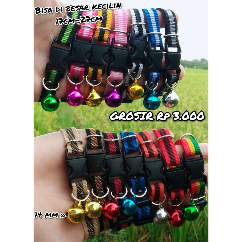 Kalung Kucing Strip Lonceng 14mm