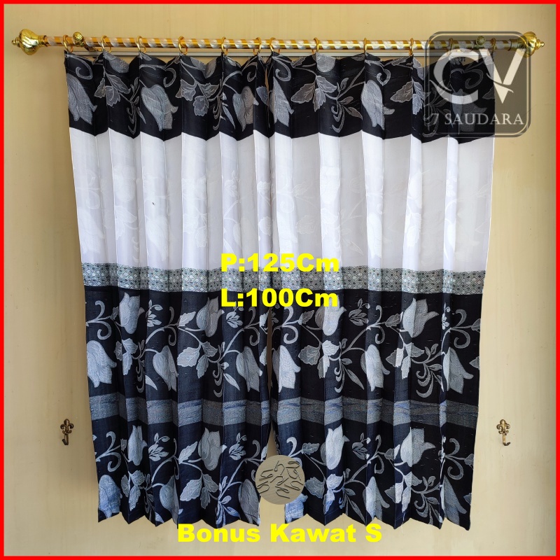 Gorden Jendela Pendek Murah Minimalis Tirai Kamar Cendela Prada Ukuran L 100Cm X P 125Cm Terbaru COD