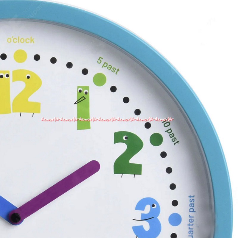 Arthome Jam Dinding Bulat Angka Warna Warni 30cm Wall Clock Grey Abu Abu Blue Colorfull Art Home