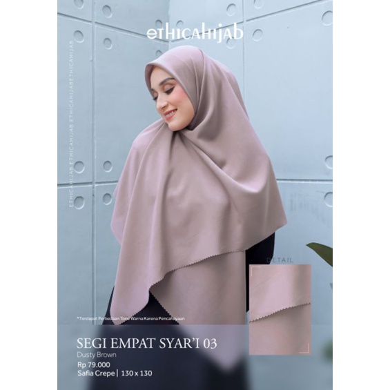 HIJAB SEGIEMPAT POLOS SYARI 130 x 130 ETHICA HIJAB