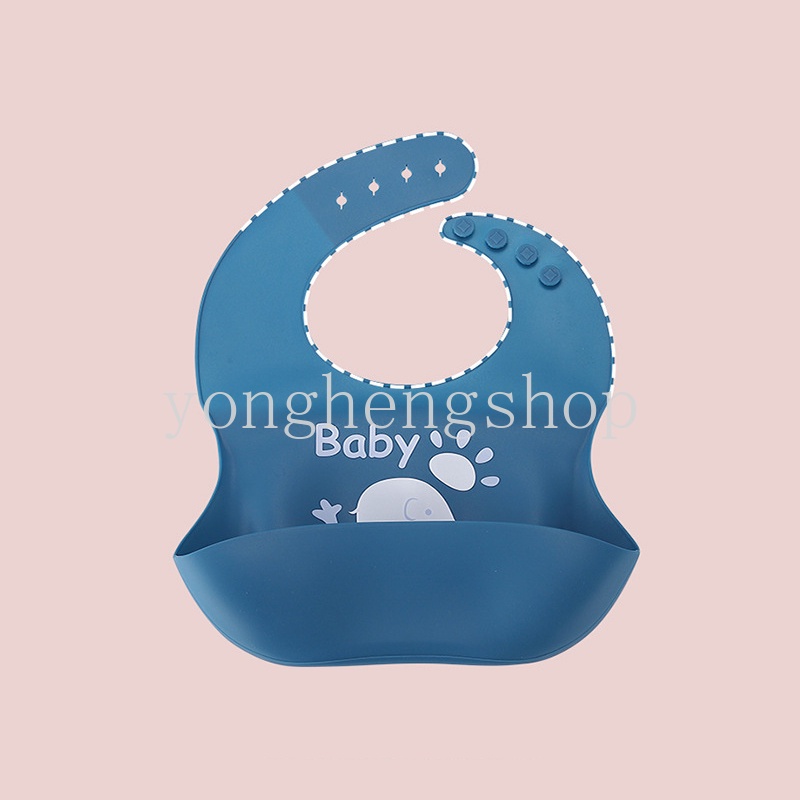 Bib / Slabber / Celemek Leher Lebar Bahan Silikon Anti Air Motif Kartun Untuk Bayi / Anak