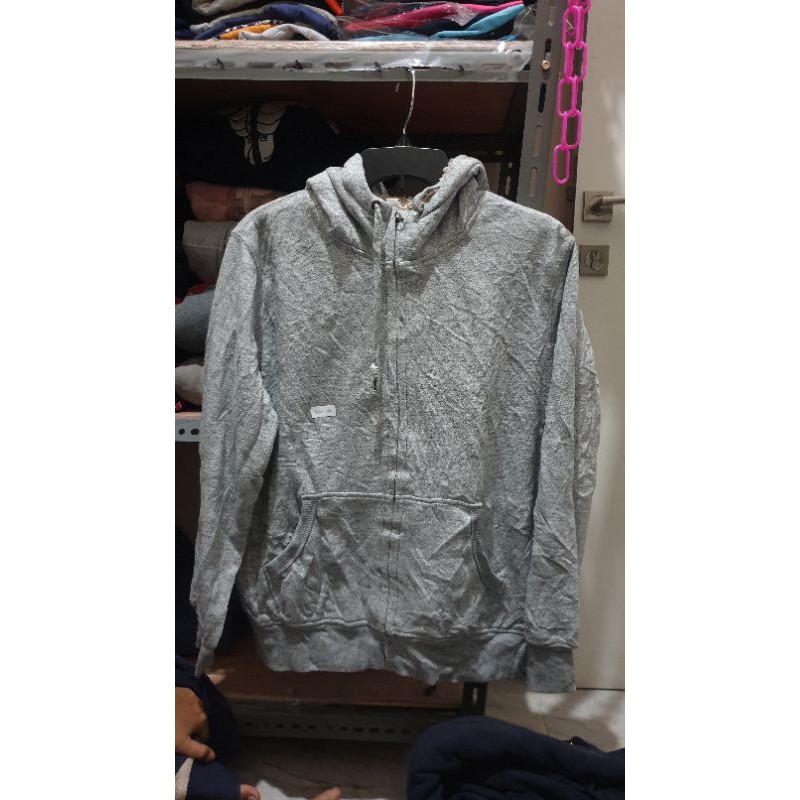 jaket zipper hoodie bulu angsa sherpa merk uniqlo