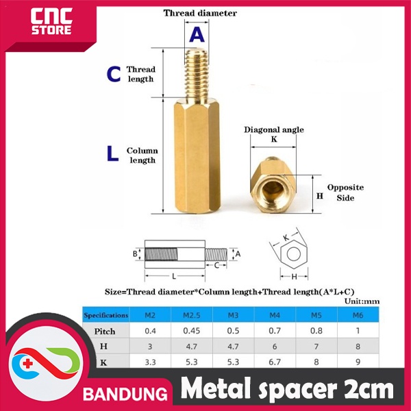 SPACER PCB METAL SPACER LOGAM SPACER COPPER 20MM X 3MM 3M