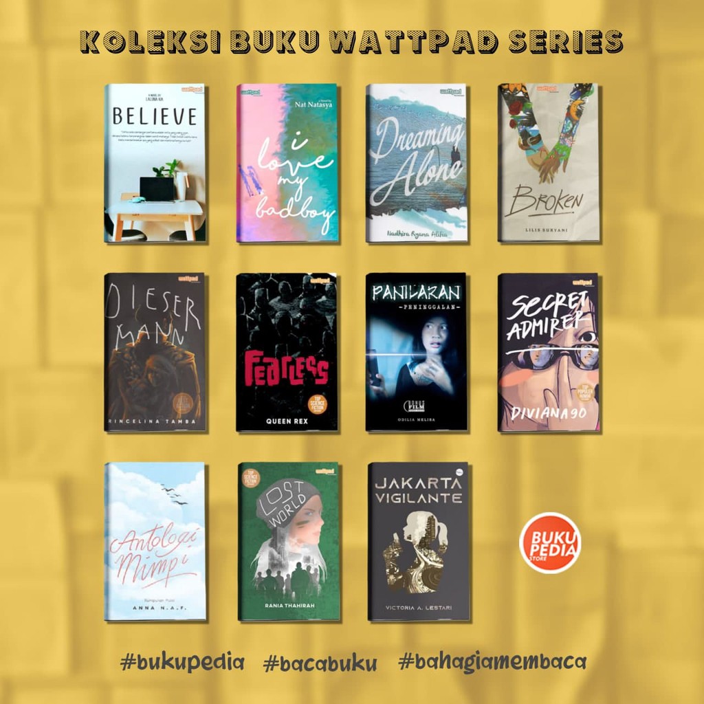 

PROMO BUKU WATTPADD SERIES - ARIA MEDIA MANDIRI (BONUS PENSIL, BOOKMARK, STIKER)