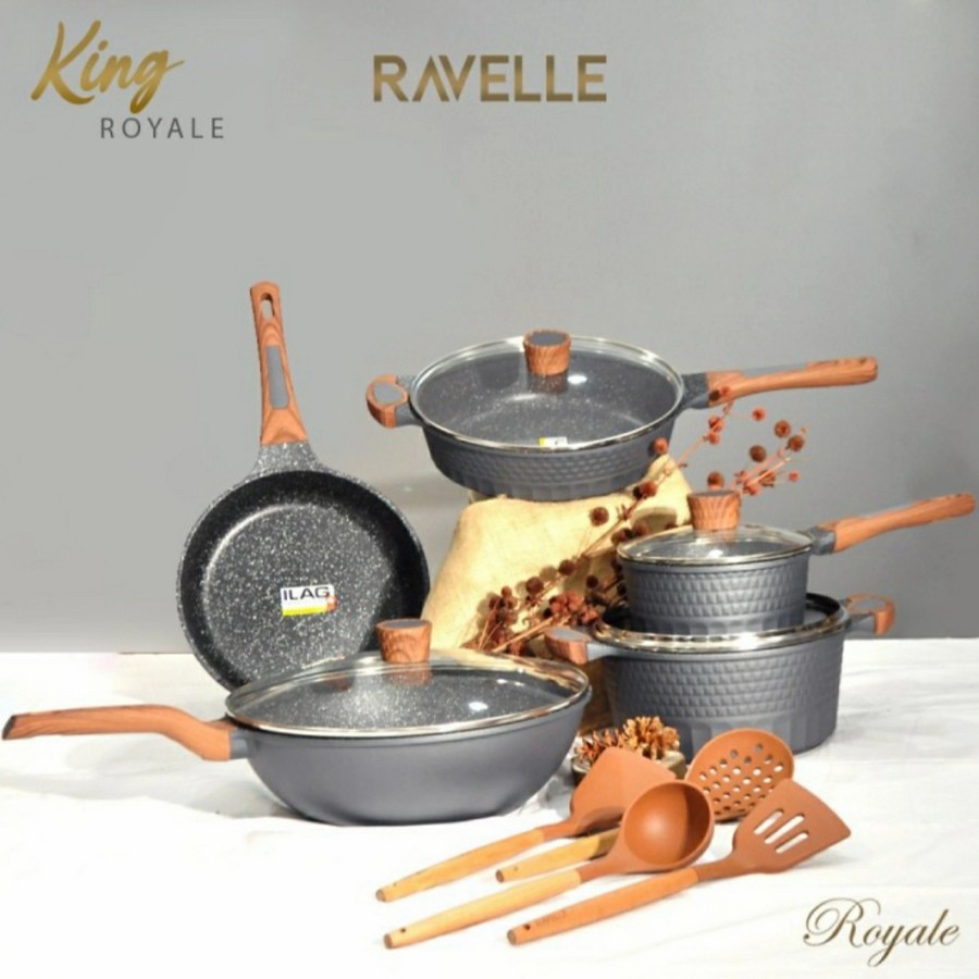 RAVELLE KING ROYALE SET/ COOKWARE SETB -.ILAGGRANITEC SET PANCI - PACKING KAYU