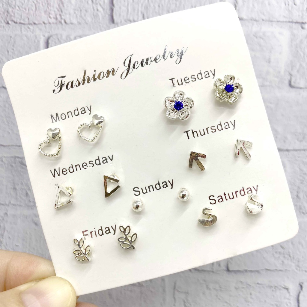 Anting Set 6 Pasang Anting Tusuk 6 in 1 Fashion Ala Korea Aksesoris Murah Dalika-N