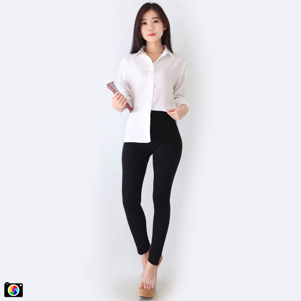 Aurel Kemeja Wanita Polos Basic Lengan Panjang Size =M - XXL