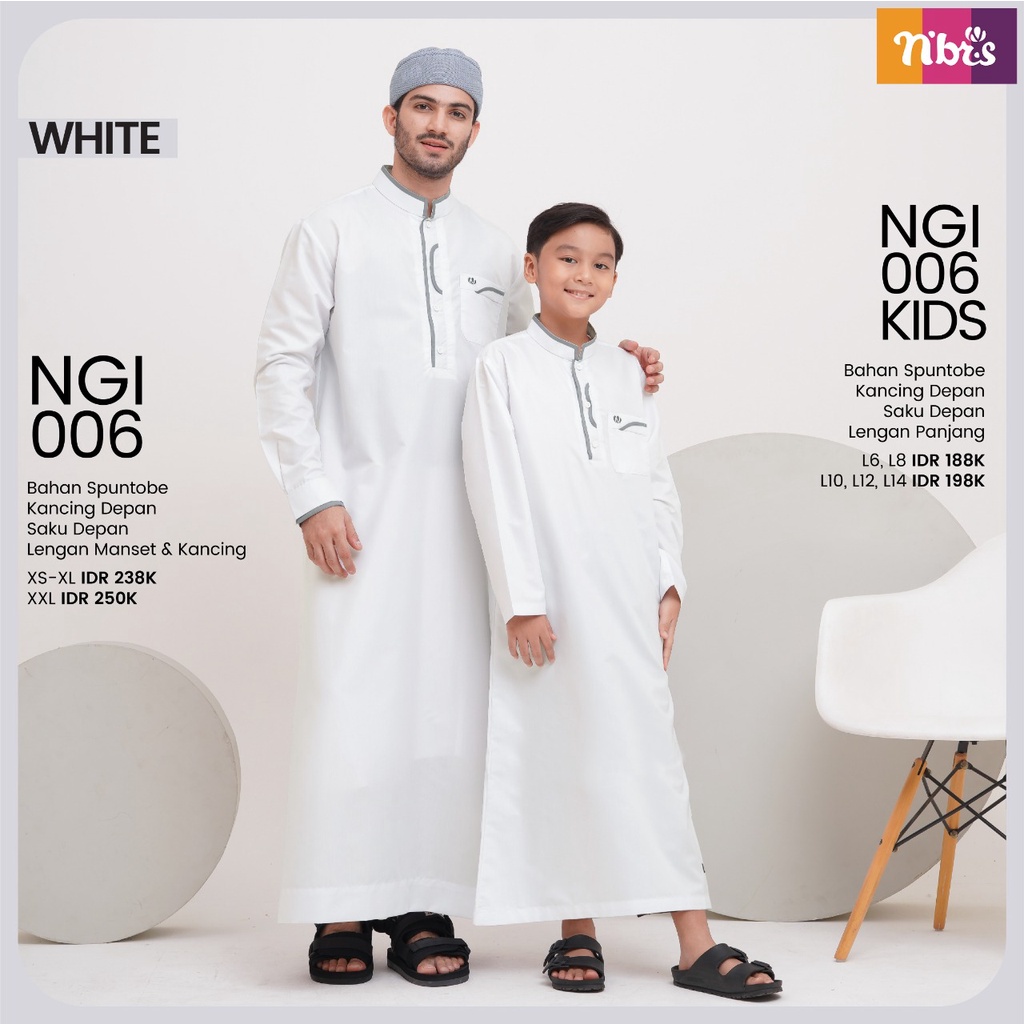 NIBRAS GAMIS IKHWAN NGI 06 &amp; NGI KIDS 06 BAHAN SPUNTOBE JUBAH LAKI - LAKI FASHION MUSLIM