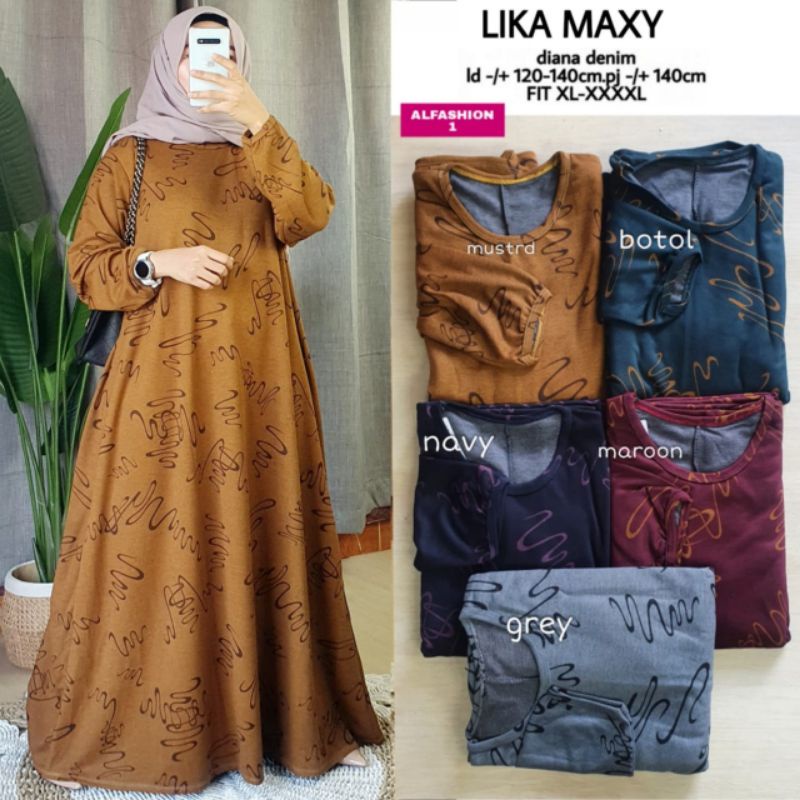 Filya Felisa Maxy Gamis Wanita Muslimah Matt Calvin Jeans Jumbo Nyaman Dipakai Sehari hari Grisele