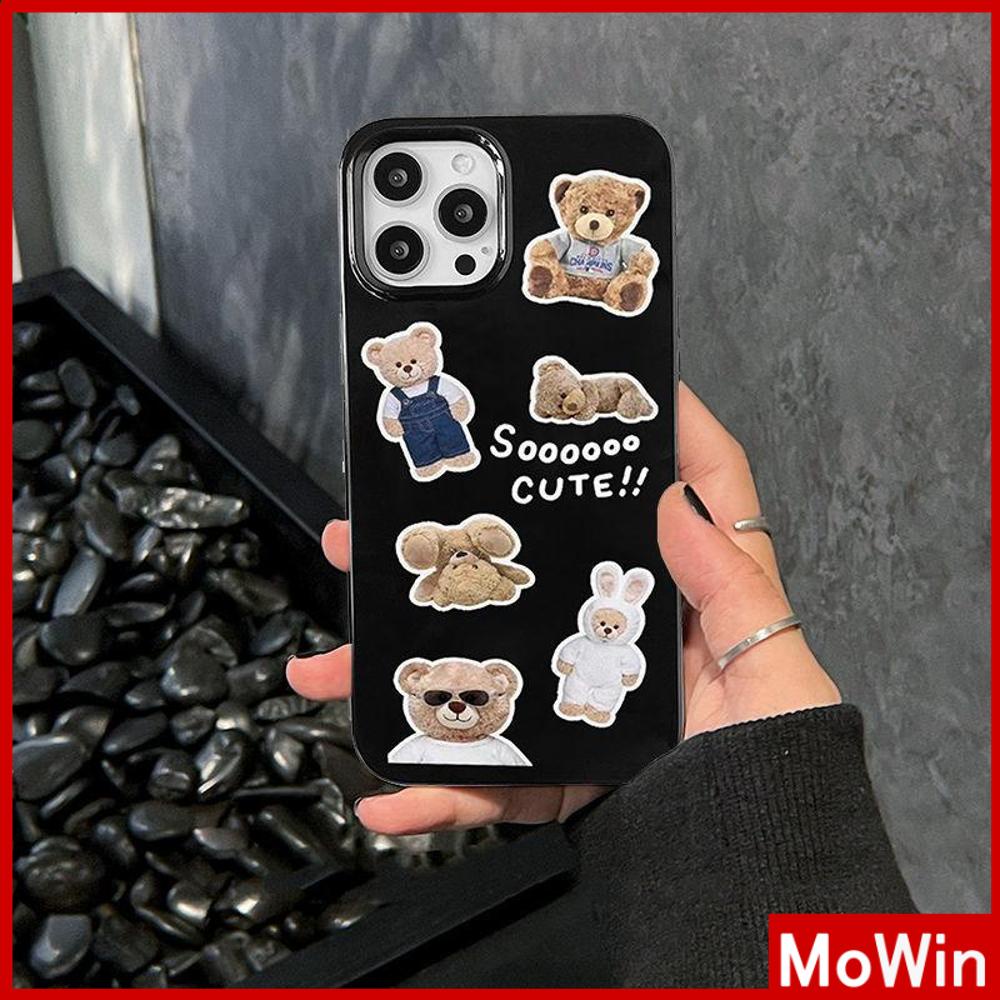 iPhone Case Silicone Soft Case Black TPU Glossy Big Hole Camera Protection Shockproof Sticker Bear For iPhone 13 Pro Max iPhone 12 Pro Max iPhone 11 Pro Max iPhone 7Plus iPhone x xr