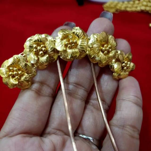 Tusuk Konde Bunga Mawar 20 gram Emas London 24K kadar 99,9%