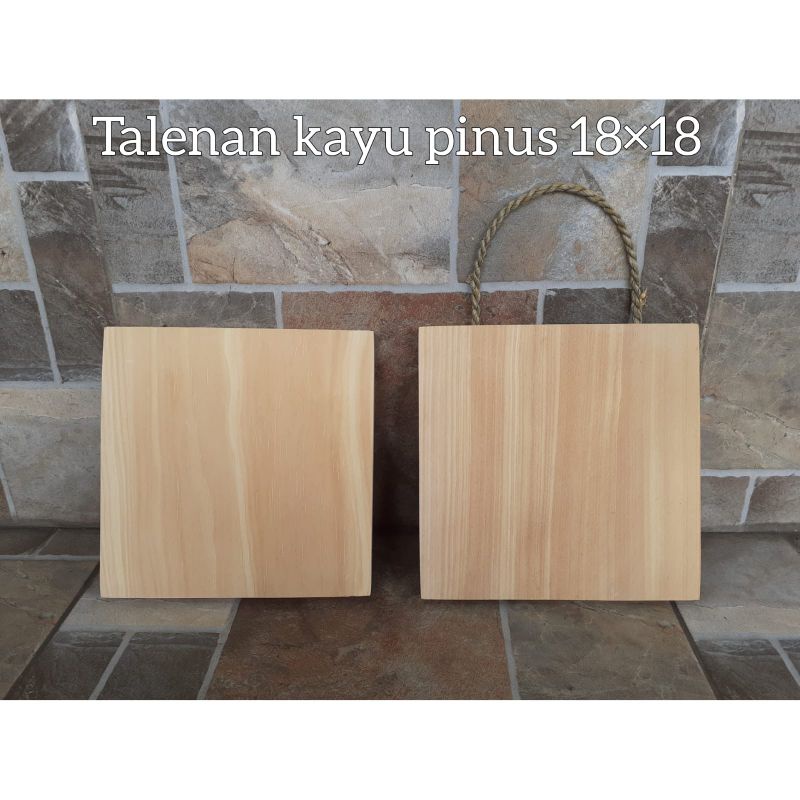 Talenan Kayu Pinus/ Talenan Tali uk 18x18 cm / Bahan decopage /Talenan media lukis 18x18 cm