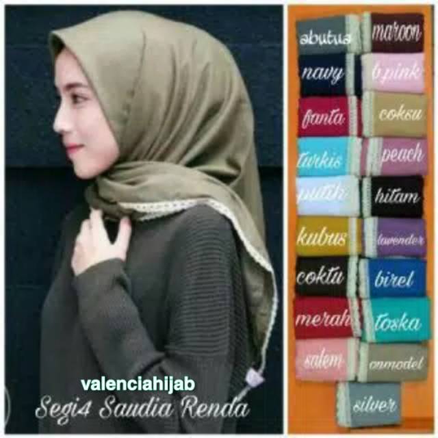 Hijab JIlbab Kerudung Segiempat Renda Dot Lacey Valencia