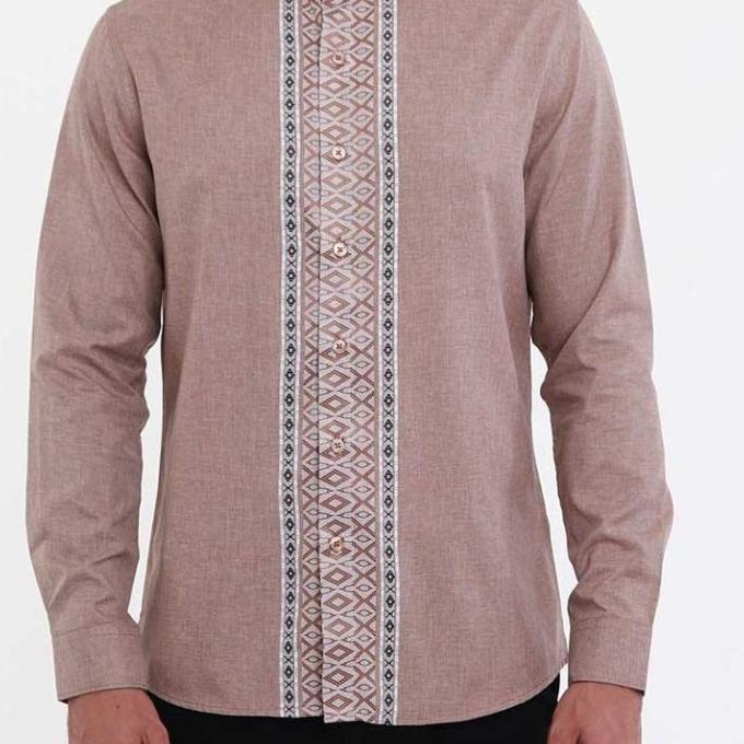 TJ064 PRODUK KOKO GHAZI BROWN KEMEJA FORMAL PRIA LENGAN PANJANG - BAJU DFFV3251454