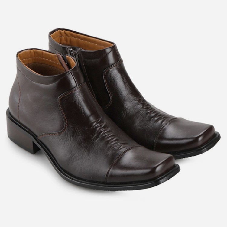 Guin Casalini Sepatu Boots formal ankle Boots cow leather full grain workwear warna brown G-HT 119