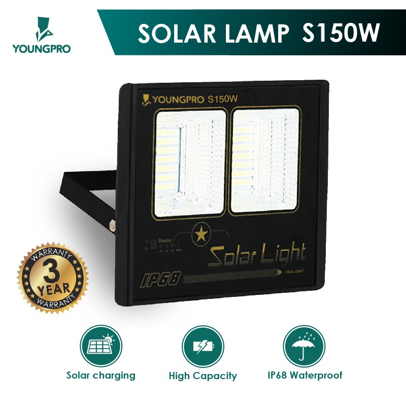 Youngpro S150D - Lampu LED Sorot Dinding Taman Hemat Energi Panel Solar 150 Watt Garansi 3 Tahun