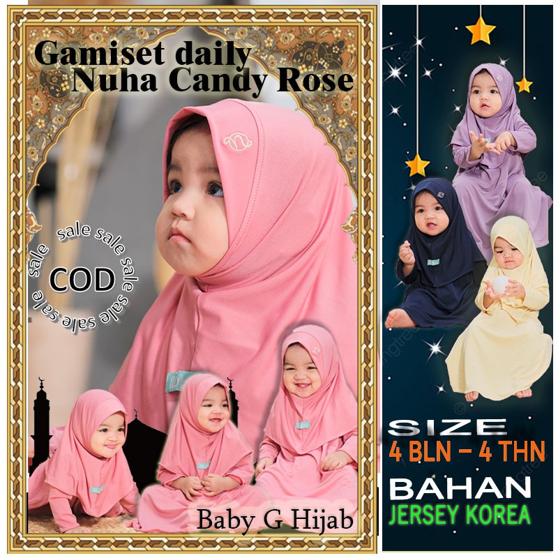Baju gamis anak perempuan Gamis set bayi daily 6 - 11 bln 1 tahun 2 tahun 4 tahun Candy Rose by Nuha