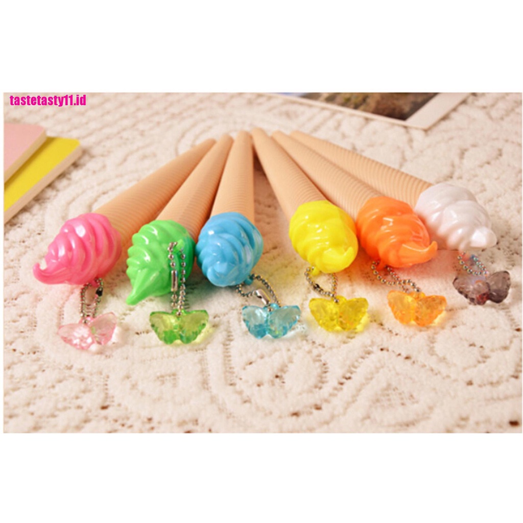 6pcs Pulpen Gel Bentuk Es Krim Warna Permen