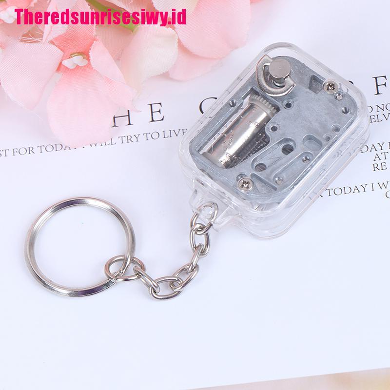 1pc Diy Kotak Musik Mekanik Logam Tangan Engkol Keyring Gantungan Kunci Hadiah