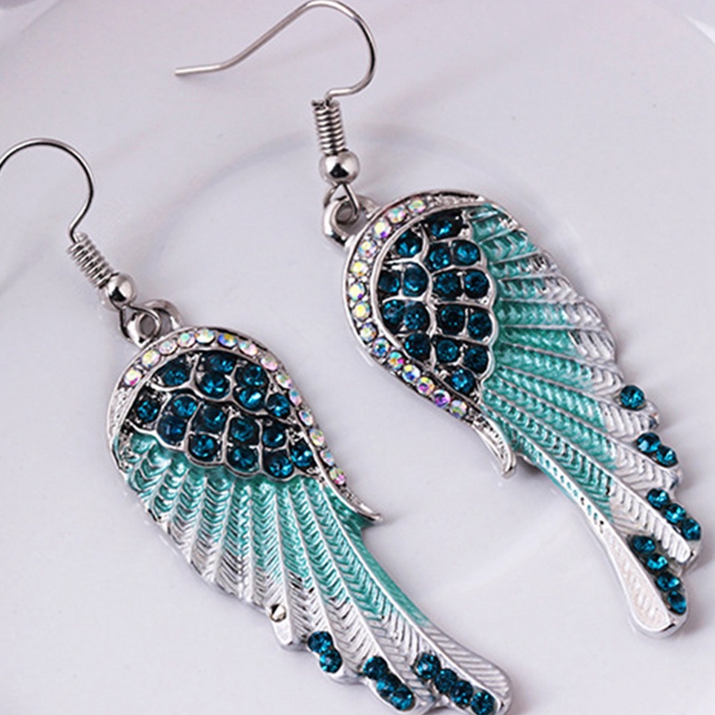 Anting Bentuk Sayap Malaikat Warna Biru Putih Pink Untuk Wanita