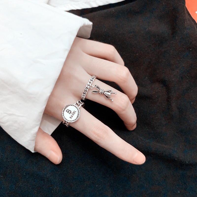 Jepang masuk Lux in niche desain cincin chic wanita hipster fashion kepribadian retro aloofness gaya