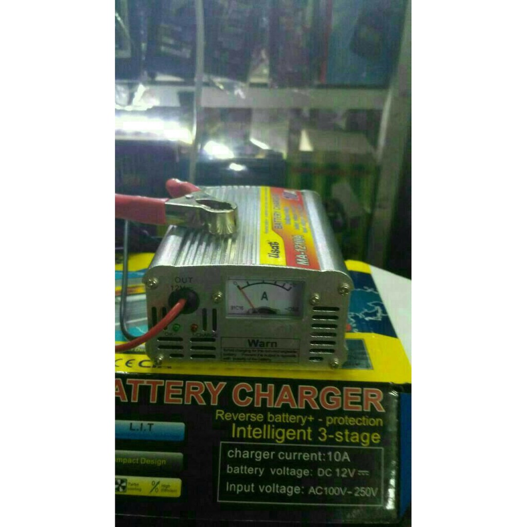 Charger Aki / Accu 12V 10A Otomatis  ,Baterai carger Usat 10A