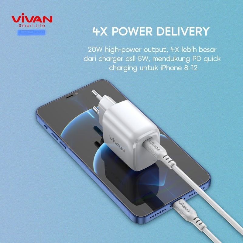[VIVAN 20W] Charger USB C TO LIGHTNING Power Charge 20W Quick Charging QC 4.0 IPH0NE XR XS MAX 11 12 13 PRO MAX