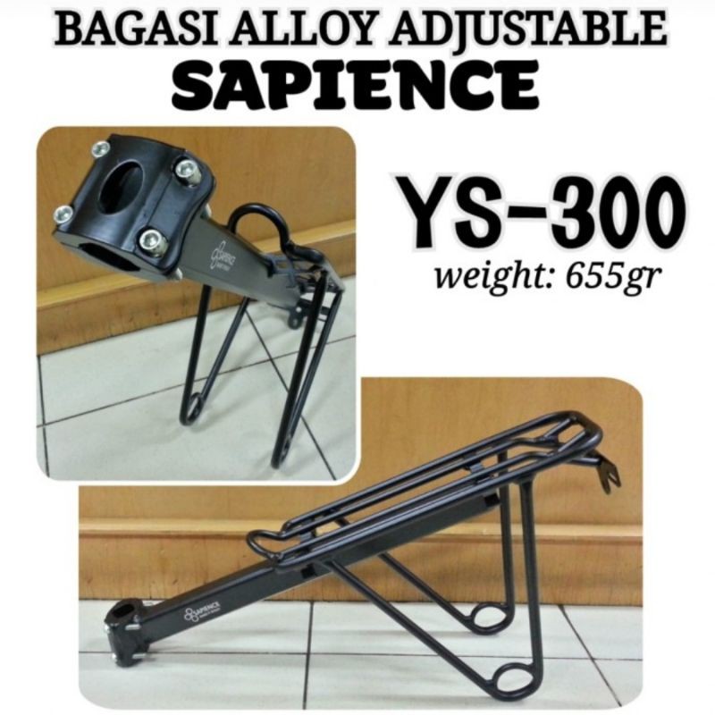 Bagasi Alloy Adjustable Sapience YS-300 RR Taiwan Atau Rak Pannier Belakang Di Seatpost