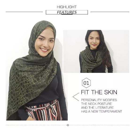 JILBAB PASHMINA SILK SUTRA MOTIF PREMIUM - SYAL / SCARF [ STONE]