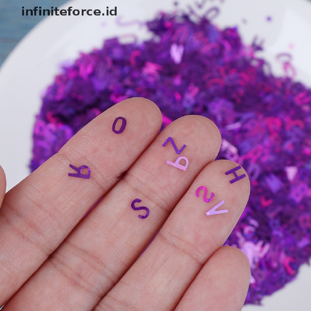 (infiniteforce.id) Serpihan Sequin Glitter Motif Tulisan Untuk Dekorasi Nail Art / Manicure