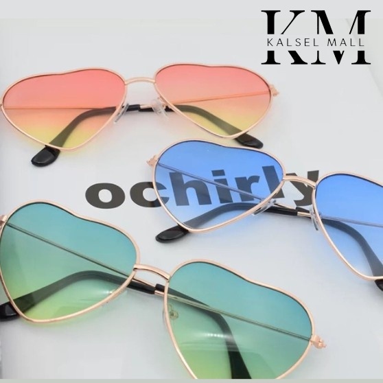 Kacamata Wanita Bentuk Love Hati Amor Fashion Korean Style Sunglasses Kaca Mata Hitam Warna Warni Anti Silau Sinar UV Matahari Kcamata Artis Selebgram Viral Tiktok Antiradiasi Polarised Cewek Perempuan KCH28