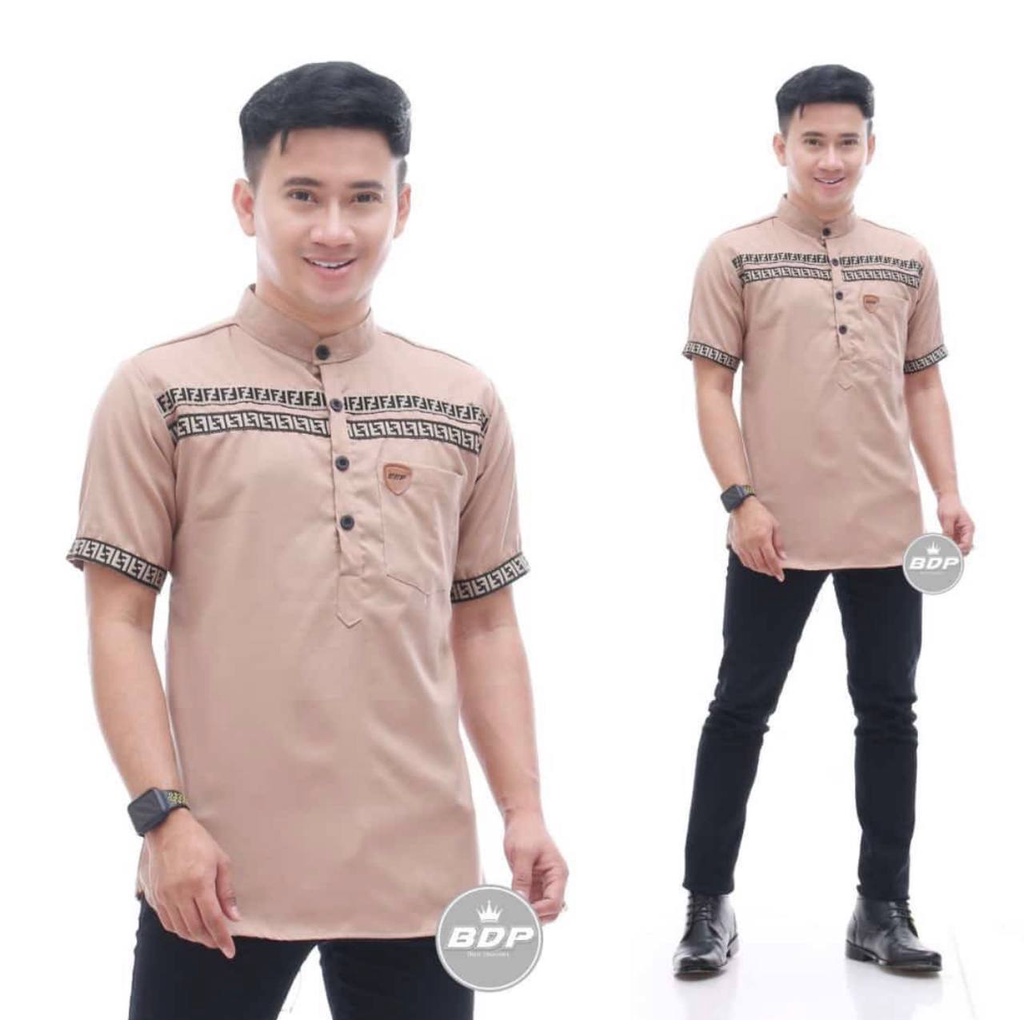 Baju Koko Kurta Pria Dewasa Lengan Pendek Material Catton Adem Serap Keringat