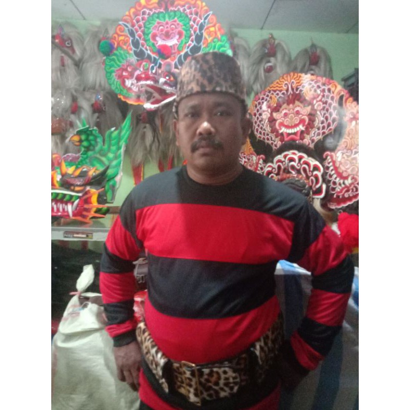 Satu set kostum bopo, setelan baju bopo, setelan baju pawang, Jaranan, barongan, pecut bopo