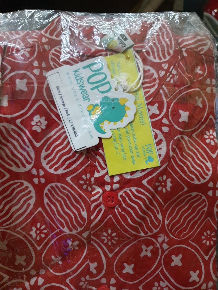 Pop Kidswear   Ismaya Batik - Kemeja Batik Anak Katun Merah