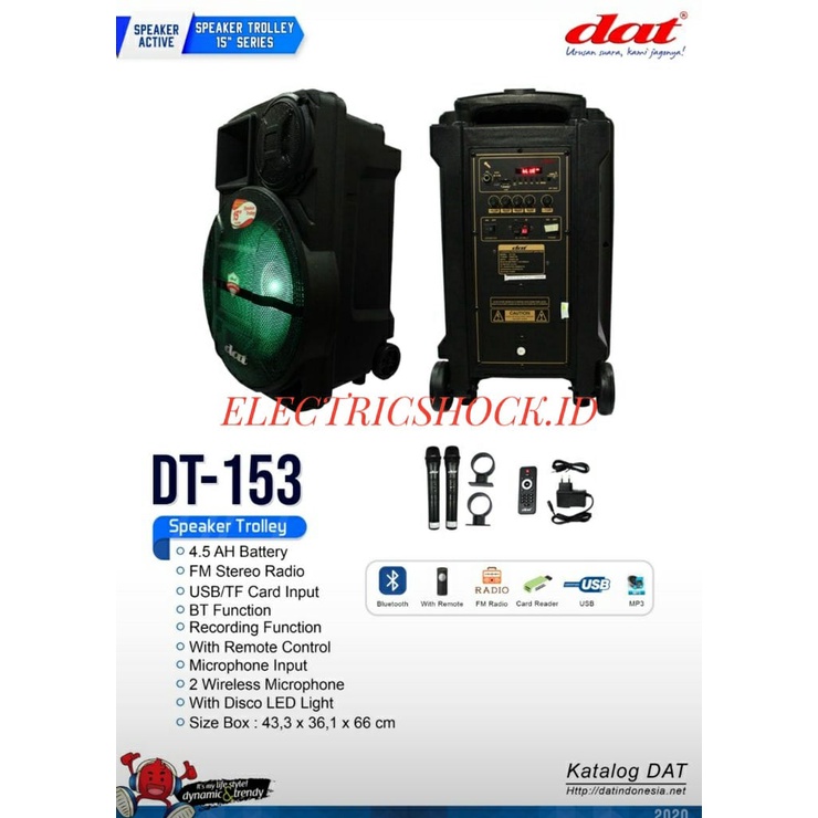 Speaker Portabel Wireless Dat Dt 153 / Dt153 15inc