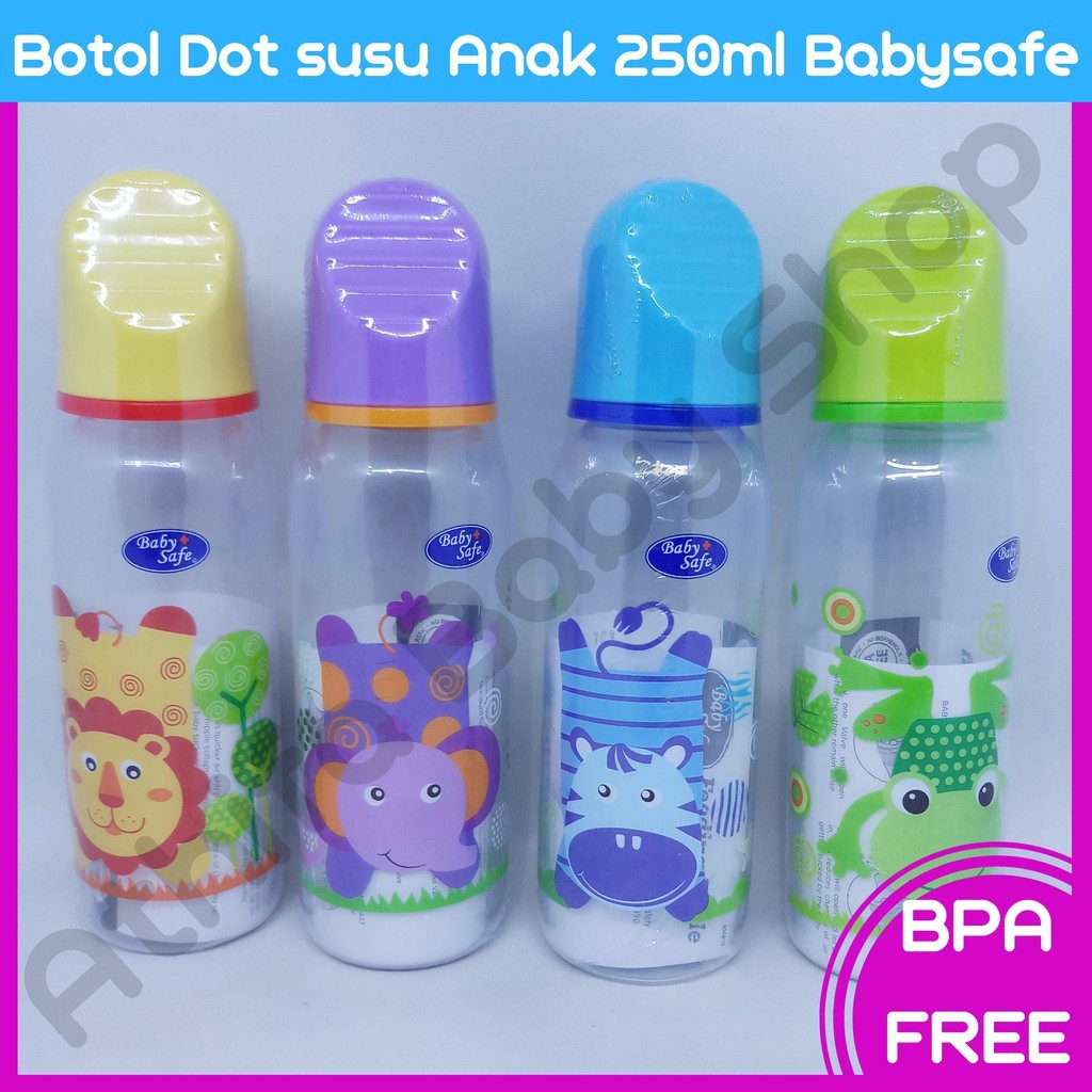 Botol susu Dot Bayi Botol ASI ASIP Bayi Baby Safe Feeding Bottle 250ml Karakter BPA FREE JS004