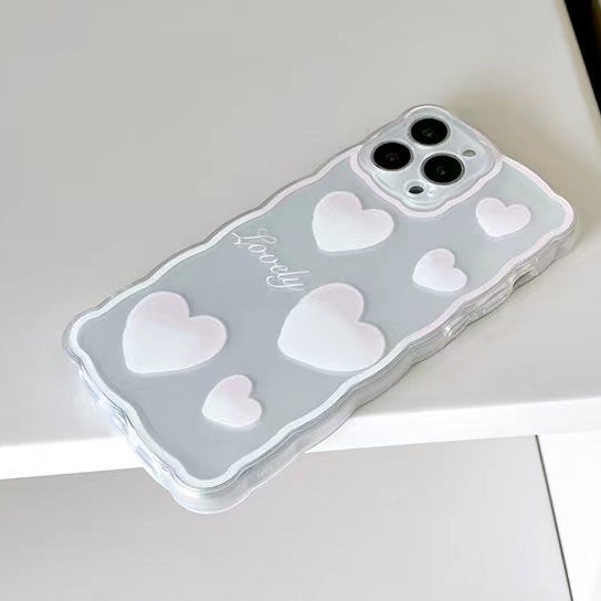 Soft Case Silikon TPU Transparan Motif Hati Untuk Iphone 12 13 SE 6 6S 7 8 Plus X XS XR 11 Pro Max