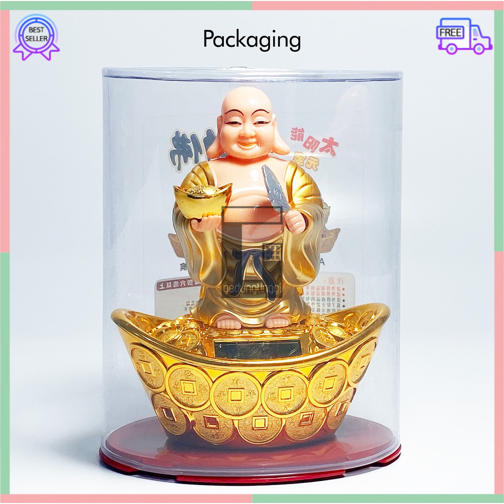 Pajangan Patung Dewa Budha Buddha Julaihut Maitreya Mi Le Fo Hoki Rejeki Fortune Kipas Goyang Yenpao