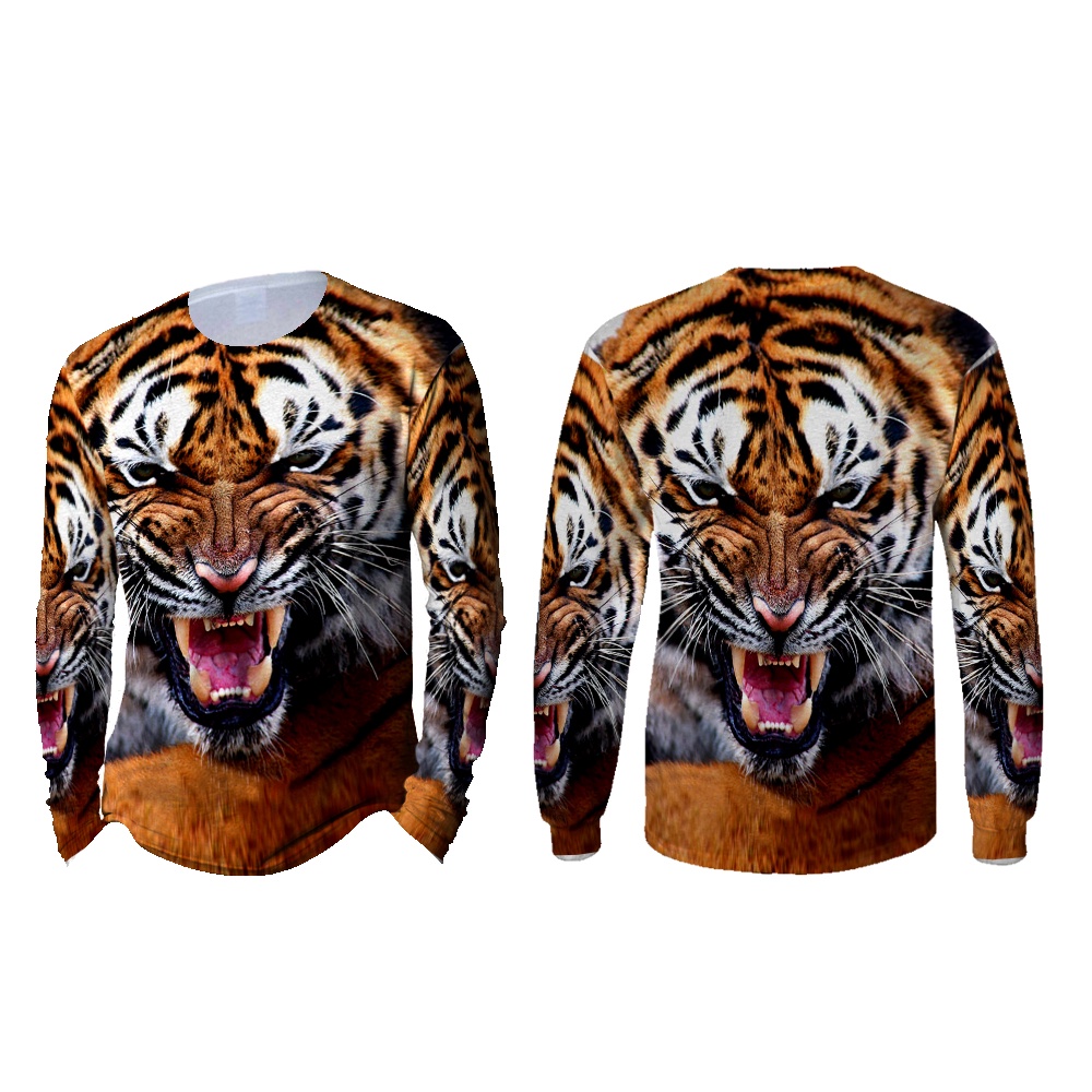 Kaos Harimau Lengan Panjang / Baju Custom Harimau Fullprint / Kaos Baju Tshirt Harimau Fullprint Len