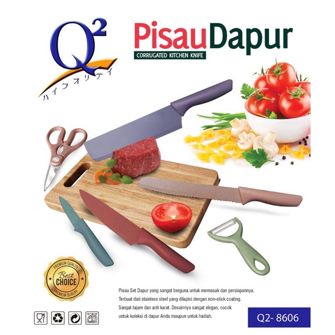 pisau set jerami q2 8606 warna warni pisau set q2 knife set Q2 8606