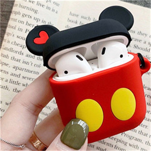 I12 Casing Silikon Motif Kartun Mickey / Minnie Mouse Untuk Simpan Earphone Wireless Bluetooth Apple Airpods