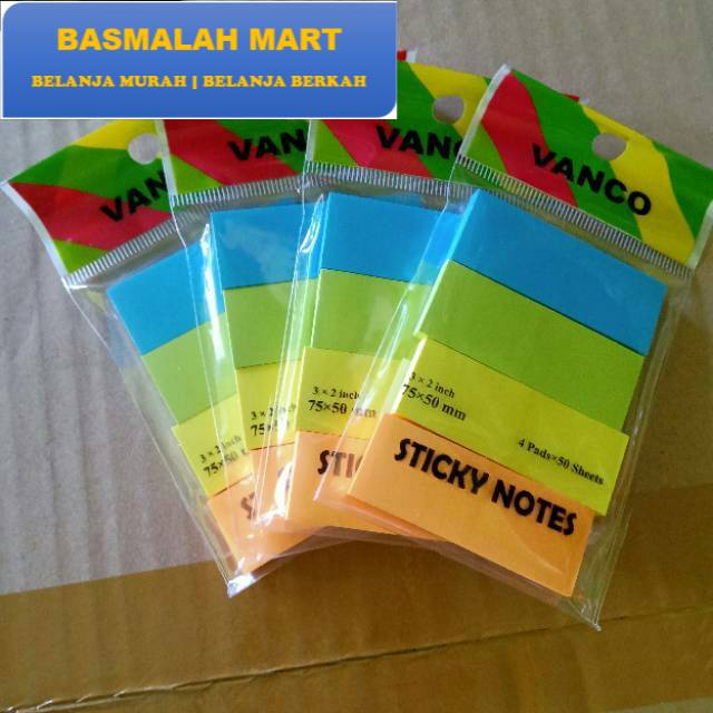 

Sticky notes / index memo / memo stick / pembatas buku kertas murah vanco Murah (Ilham Berkah Mart)