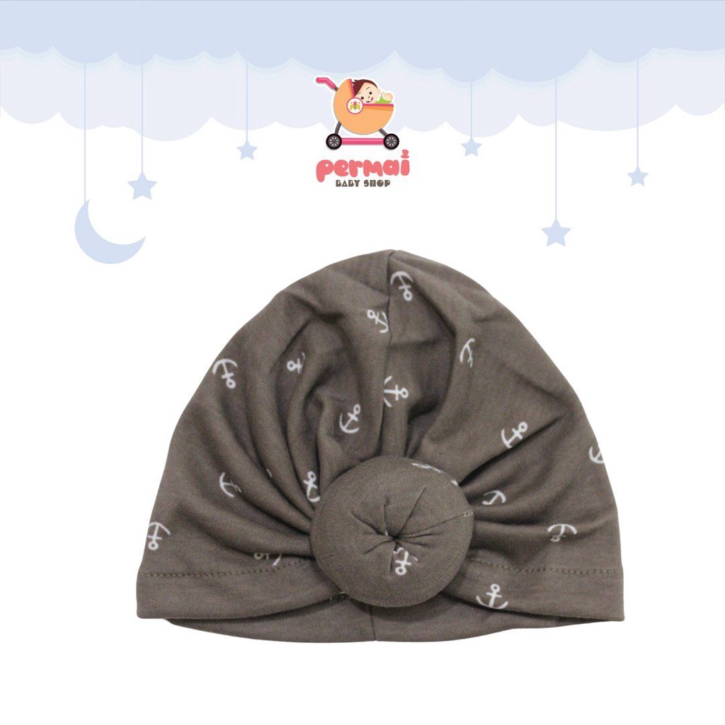 Promo !! SALE!!! TURBAN BAYI LUCU VINATA MOTIF ANCHOR/TURBAN BABY MURAH