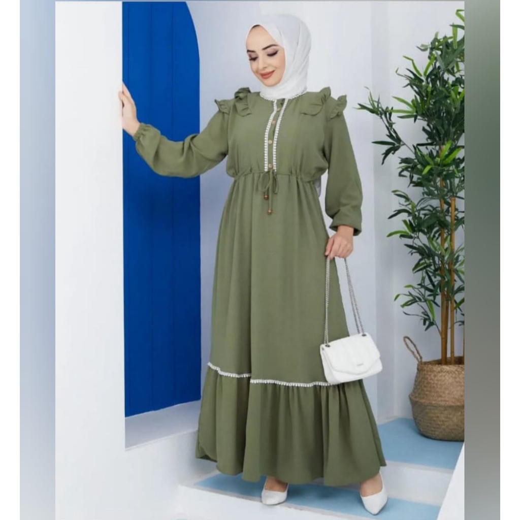 Baju Gamis Ceruty Babydoll Melissa Dress Busui Friendly Gamis Kondangan Modern Baju Wanita Jumbo Fashion Muslim